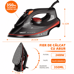 Fier De Călcat Cu Abur HALEY HY-2046, 2400W, Rezervor 350 ml, Talpă Ceramică