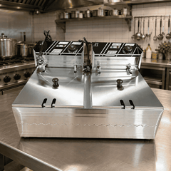 Friteuză Electrică Profesională Dublă AT Performance AT-82, 12L (2×6L, 5000W, Inox)