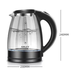 Fierbător Electric HALEY HY-8855: Portabil din Sticlă de 2,2 L, încălzire Rapidă cu Oprire Automată și Lumină LED Pentru UZ Casnic și Hotel