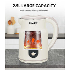 Fierbător Electric HALEY HY-8977, 2.5L, 1500W, Inox, Oprire Automată, Bază 360°