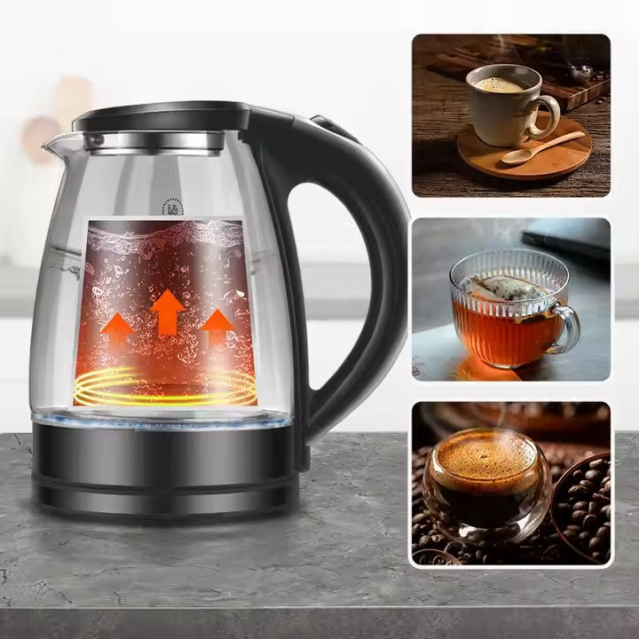 Fierbător Electric HALEY HY-8855: Portabil din Sticlă de 2,2 L, încălzire Rapidă cu Oprire Automată și Lumină LED Pentru UZ Casnic și Hotel