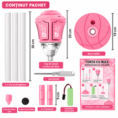 Lampă pentru Copii Bubble Torch cu Generator Automat de Baloane de Săpun, Înălțime Reglabilă 57–119 cm, Efecte Luminoase, Roz, 3+ Ani