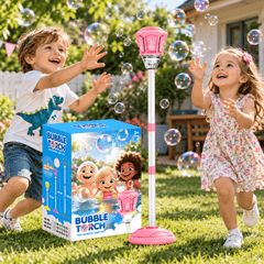 Lampă pentru Copii Bubble Torch cu Generator Automat de Baloane de Săpun, Înălțime Reglabilă 57–119 cm, Efecte Luminoase, Roz, 3+ Ani