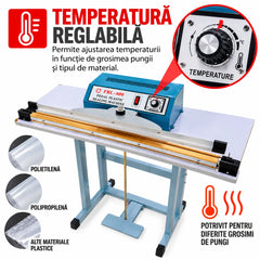 Aparat Profesional AT PERFORMANCE de Lipit și Sigilat Pungi și Saci PFS600 – Sigilare Rapidă, Precisă și Eficientă, 600 mm, 750W, Acționare la Pedală
