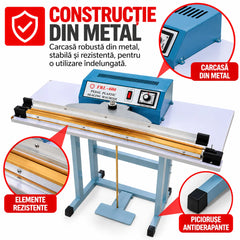 Aparat Profesional AT PERFORMANCE de Lipit și Sigilat Pungi și Saci PFS600 – Sigilare Rapidă, Precisă și Eficientă, 600 mm, 750W, Acționare la Pedală