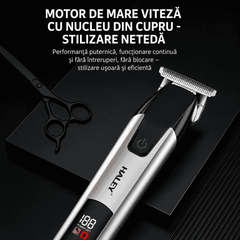 Mașină Profesională De Tuns Haley HY-4511, Acumulator 1200 mAh, Autonomie 150 Minute, Ecran Digital, Încărcare Type-C