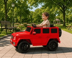 Mașină Electrică pentru Copii Tip SUV 4x4 Premium, Design Inspirat Mercedes G-Class AMG, 12V, Lumini LED, Muzică, Rosu