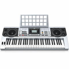 Orgă electronică AT Performance MK-810, 61 de clape, afișaj LCD, difuzoare integrate, suport pentru partituri, 97 × 38 × 14 cm, argintiu cu negru