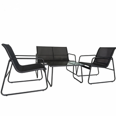 Set Mobilier Grădină AT PERFORMANCE® 4 Piese, Canapea 2 Locuri + 2 Fotolii + Măsuță, Cadru Metalic