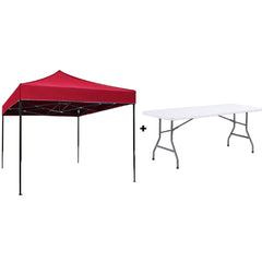 Set Evenimente AT PERFORMANCE® – Cort Pavilion 3x3m + Masă Pliantă Dreptunghiulară 180x72 cm, Ideal pentru Nunți, Botezuri, Grătare și Târguri