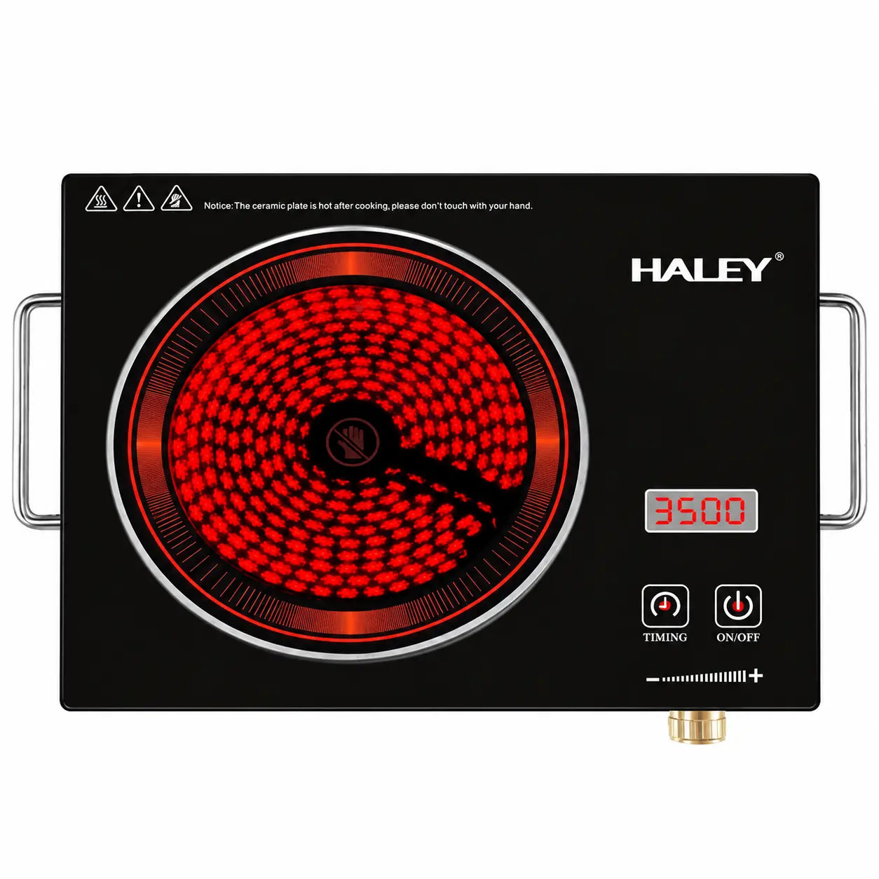 Plită cu Inducție HALEY 3500W, Geam Cristal Negru, Timer, Control Tactil, Oprire Automată, Protecție la Supraincălzire