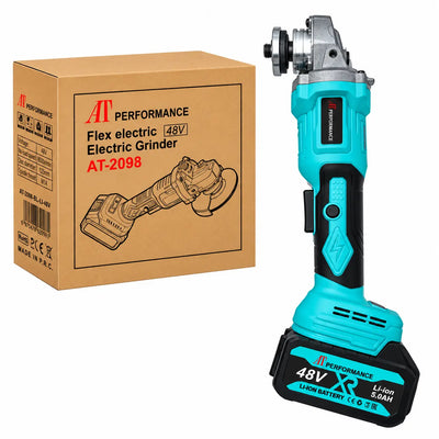 Polizor Unghiular cu Acumulator AT PERFORMANCE® AT-2098, 48V, Disc 125 mm, 10.000 RPM, 2 Acumulatori Li-Ion 5.0Ah, Încărcător și 2 Discuri