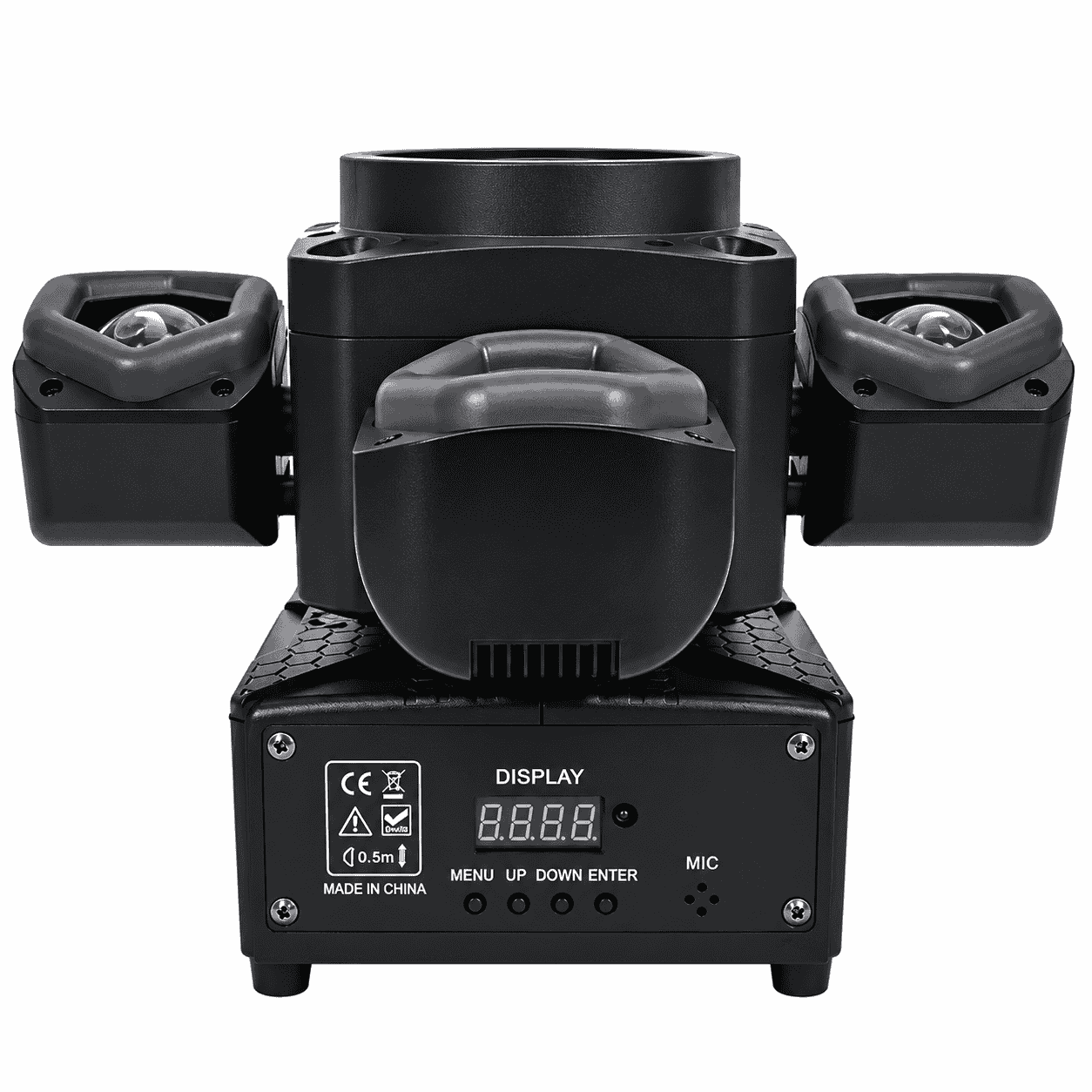 Proiector LED Profesional Moving Head cu 4 Brațe Rotative, Efecte RGB Multicolore, Jocuri de Lumini și Moduri Automate pentru Evenimente