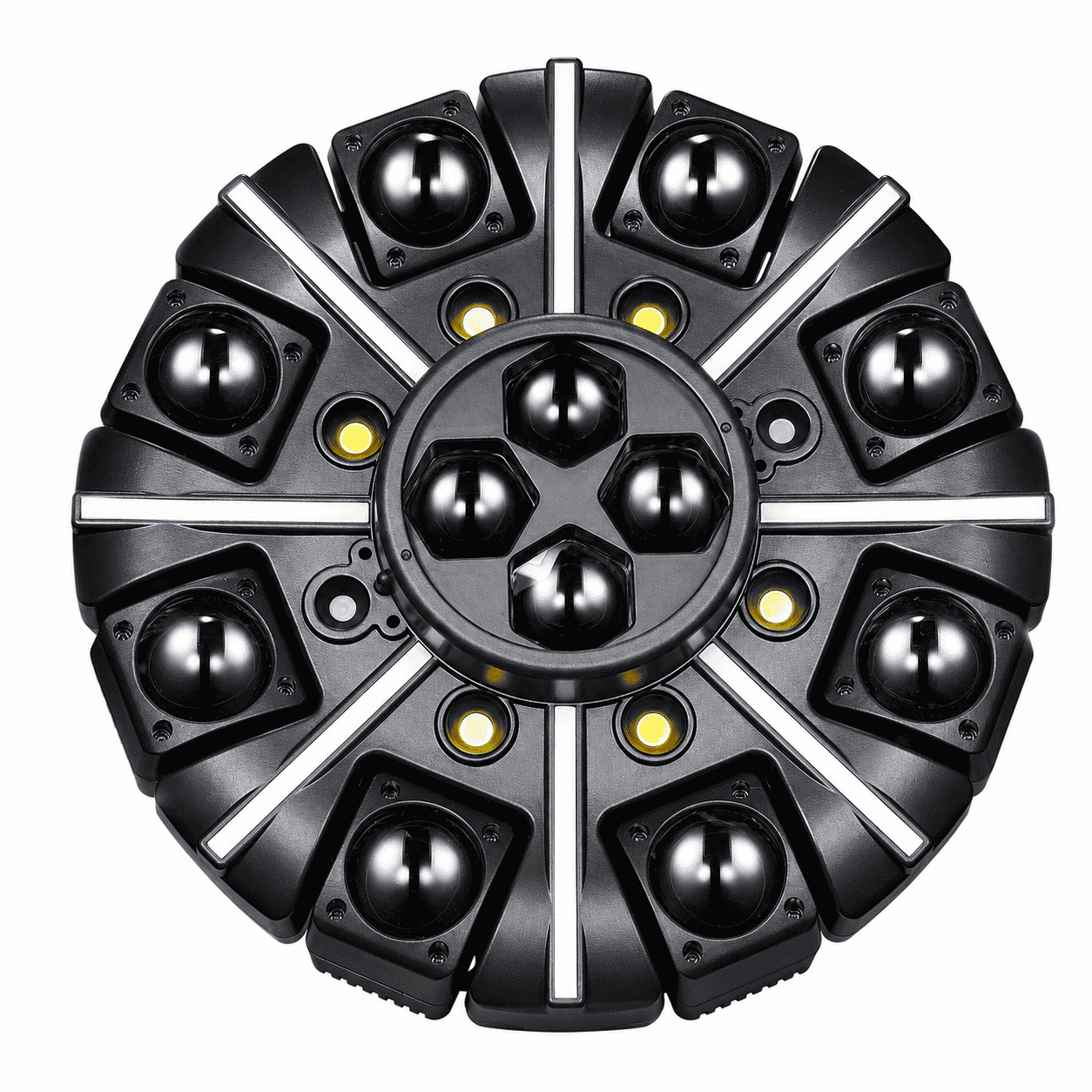 Proiector Lumini LED AT-2106, Efecte Multicolore, Design Circular Multi-Lens, 35 × 35 × 23 cm, pentru DJ, Petreceri, Cluburi și Evenimente