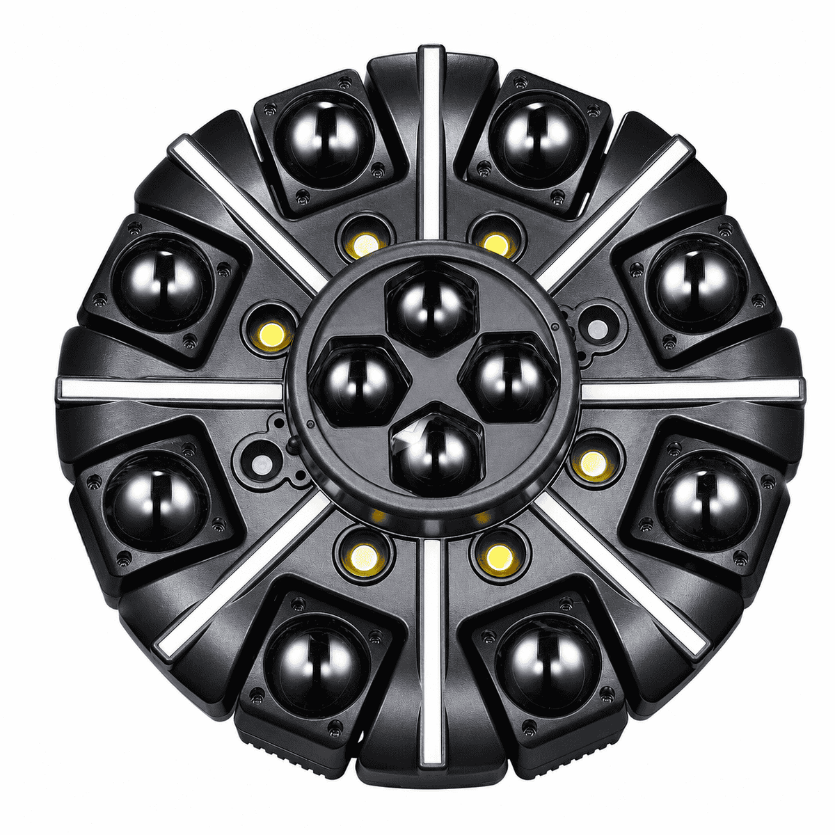 Proiector Lumini LED AT-2106, Efecte Multicolore, Design Circular Multi-Lens, 35 × 35 × 23 cm, pentru DJ, Petreceri, Cluburi și Evenimente