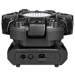 Moving Head LED Profesional Multi-Efect 100W, 6×10W RGBW CREE, Laser Roșu + Verde, Strobe Alb și Galben, 91 LED-uri, Brațe Rotative, DMX512 21 Canale, Sound Control