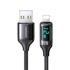 Cablu de Încărcare și Transfer Date USAMS cu Display Digital LED, 1.2m, 2.4A, 12W