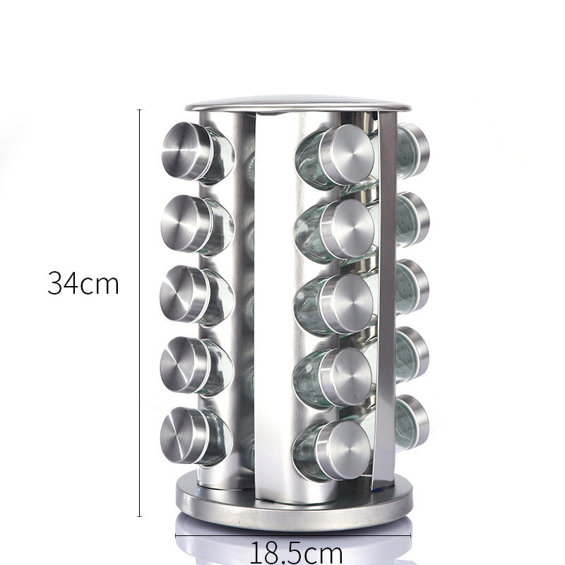 Set 20 recipiente, At Performance, pentru condimente, cu suport inox rotativ, argintiu
