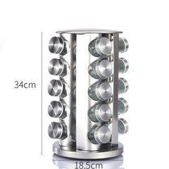 Set 20 recipiente, At Performance, pentru condimente, cu suport inox rotativ, argintiu