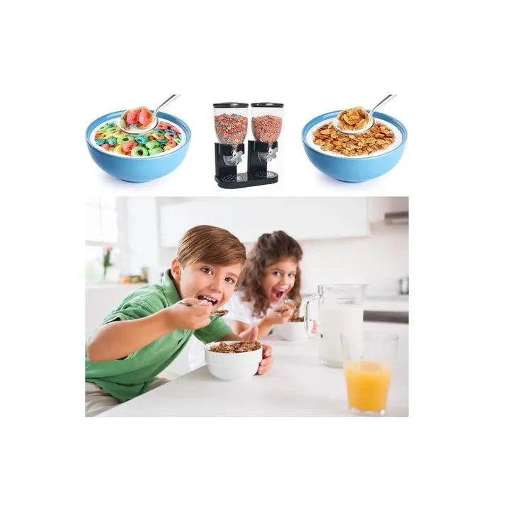 Dozator cu doua recipiente pentru cereale, nuci, orez, AT PERFORMANCE®, 2 l, 33 x 20 x 40 cm, negru