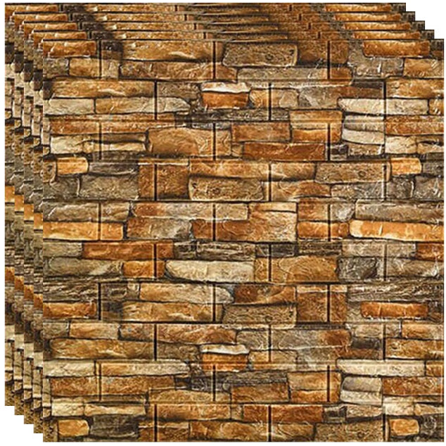 Set 10x Tapet 3D, autoadeziv/autocolant, At Performance, spuma moale, design modern, pentru interior, usor de curatat, rezistent la apa 70 X 77x0.5cm, model caramida MARO DESCHIS