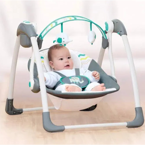 Leagan Electric de bebe, At Performance, Cu 7 melodii, 3 sunete naturale, 2 pozitii de reglare scaun, Albastru