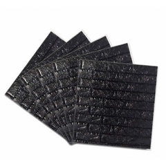 Set 10x Tapet 3D Autocolant Negru, AT PERFORMANCE, design caramida, rezistent la apa, 70cm x 77cm x 0.5 mm