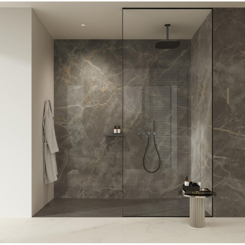 Set 10x Tapet Marmura, AT PERFORMANCE®, suprafata acoperire 1.8 mp, autoadeziv, waterproof, usor de montat, design modern, 30x60 cm, maro