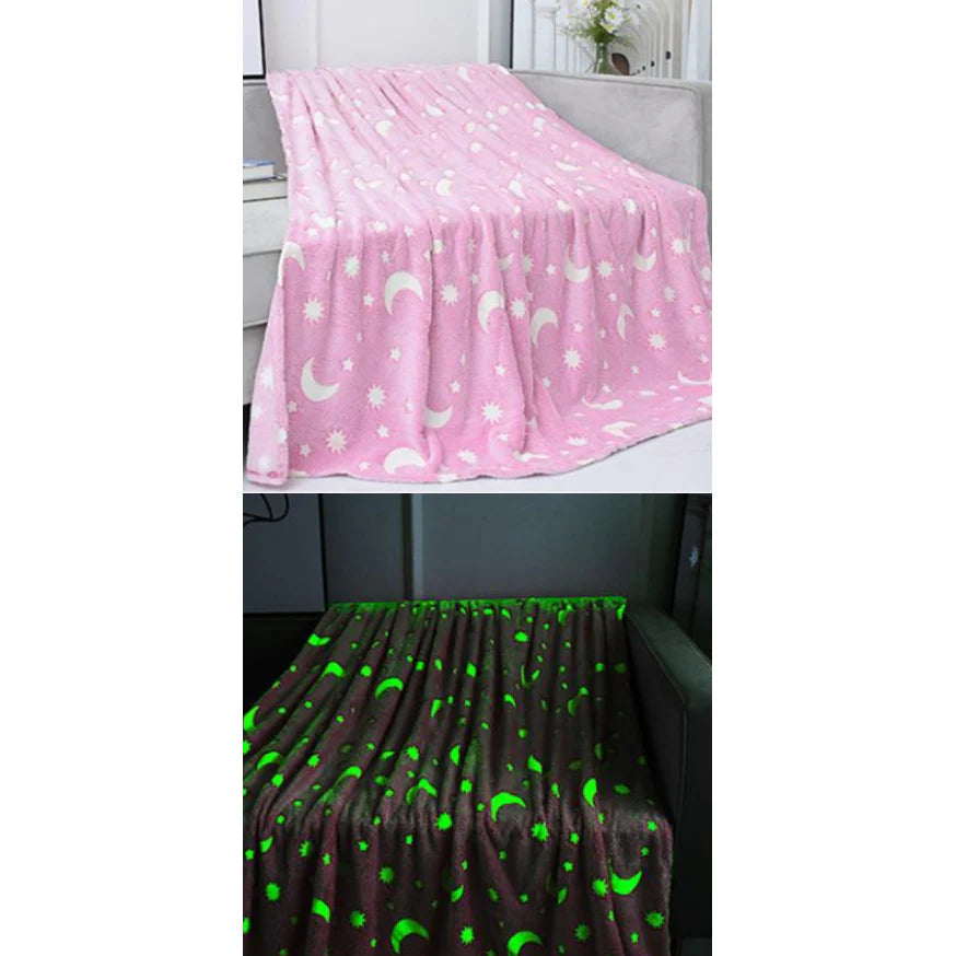 Paturica Magica, Stelute Glow in the Dark, Roz, Patura Fosforescenta, Moale si Confortabila, 150 x 100 cm