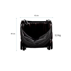 Cărucior copii pliabil AT PERFORMANCE® – Ultra compact, 5 kg, aluminiu, 6-36 luni, ideal pentru avion, negru