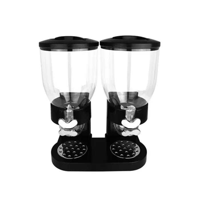 Dozator cu doua recipiente pentru cereale, nuci, orez, AT PERFORMANCE®, 2 l, 33 x 20 x 40 cm, negru