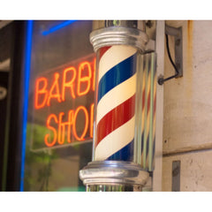 Reclama luminoasa frizerie, barber shop, Barber Pole, 90 x 25 x 20, Rosu/Alb/Albastru
