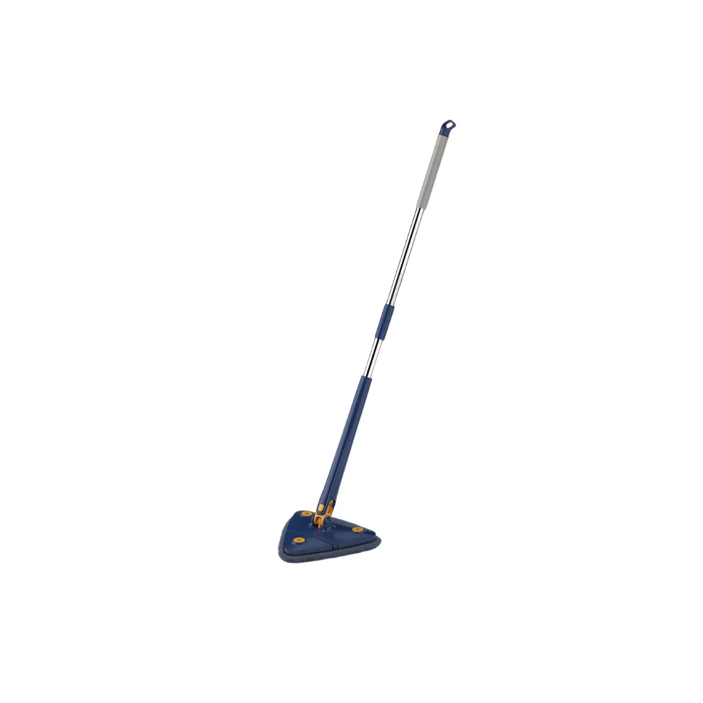 Mop triunghi extensibi At Performance, curata suprafete multiple gresie, podea, pereti, 360° de rotatie, Maner Telescopic, Albastru
