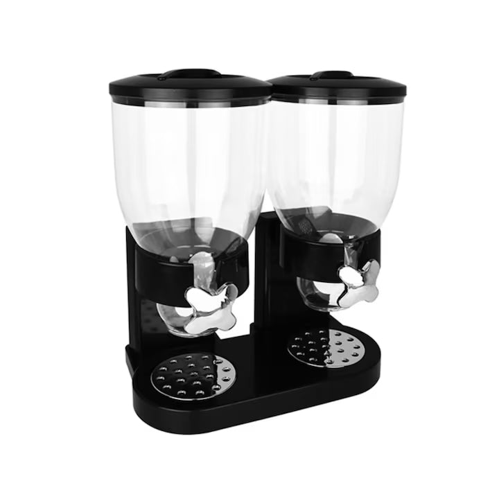 Dozator cu doua recipiente pentru cereale, nuci, orez, AT PERFORMANCE®, 2 l, 33 x 20 x 40 cm, negru