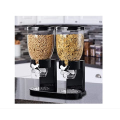 Dozator cu doua recipiente pentru cereale, nuci, orez, AT PERFORMANCE®, 2 l, 33 x 20 x 40 cm, negru