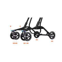 Cărucior copii pliabil AT PERFORMANCE® – Ultra compact, 5 kg, aluminiu, 6-36 luni, ideal pentru avion, negru