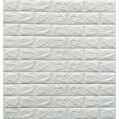 Set 10 x Tapet 3D Autocolant alb, design caramida, rezistent la apa, 70cm x 77cm x 6 mm