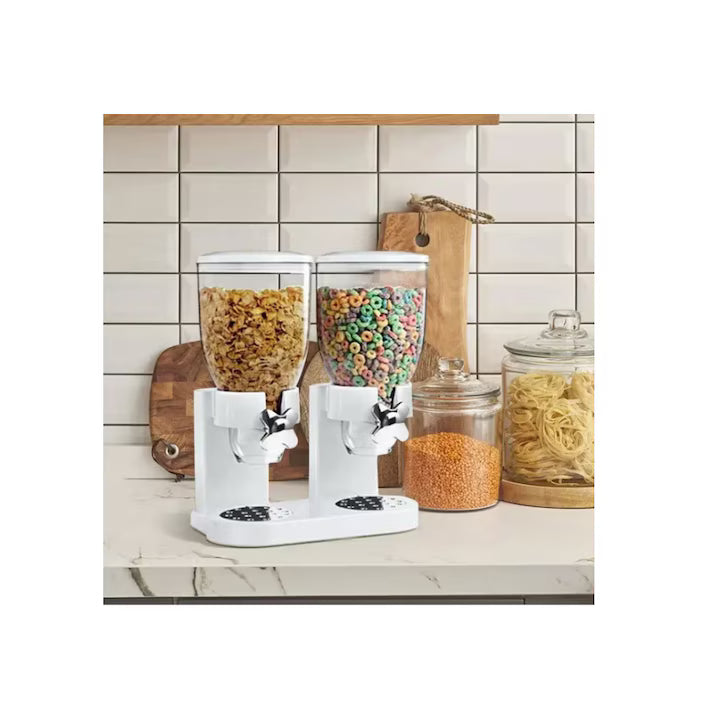 Dozator cu doua recipiente pentru cereale, nuci, orez, AT PERFORMANCE®, 2 l, 33 x 20 x 40 cm