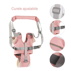 Ham Bebe cu Suport Tip Chilot Detasabil, KIDOO, Premergator, Asistare Mers, Varsta 6-24 luni, Ursulet, Bumbac, Plasa, Ergonomic si sigur