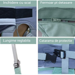 Ham Bebe cu Suport Tip Chilot Detasabil, KIDOO, Premergator, Asistare Mers, Varsta 6-24 luni, Ursulet, Bumbac, Plasa, Ergonomic si sigur