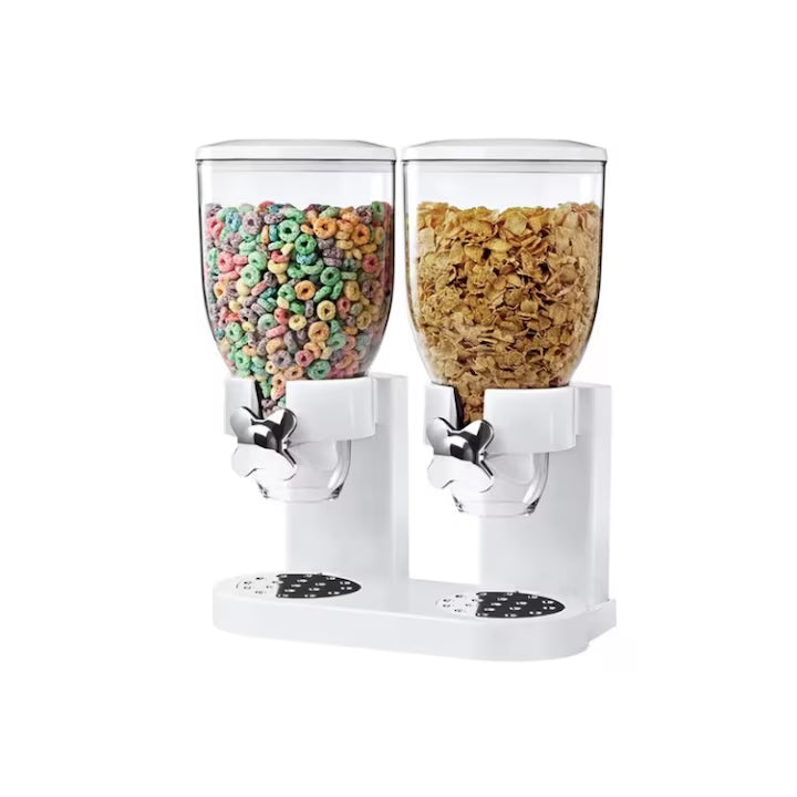 Dozator cu doua recipiente pentru cereale, nuci, orez, AT PERFORMANCE®, 2 l, 33 x 20 x 40 cm