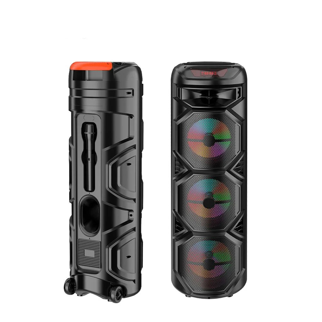 Boxă Portabilă AT Performance ZQS8301, 3×8”, Bluetooth 5.0, Lumini LED, Microfon Wireless