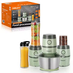 Robot 3 în 1 HALEY, 2L, 500W, de Carne și Legume Mini, din Oțel Inoxidabil, Verde