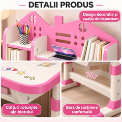 Set Birou și Scaun AT PERFORMANCE® pentru Copii, Ergonomic, Reglabil, Model Astronaut