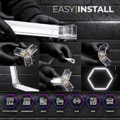 Aplică LED Hexagon AT PERFORMANCE® 14 Module – 720W, ~80.000 Lumeni, 484x243 cm, Iluminat Profesional Atelier, Garaj, Barbershop