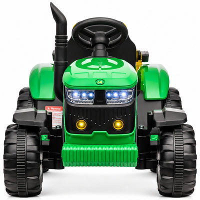 Tractor Electric cu Telecomandă pentru Copii KIDOO, cu Remorcă și Gard, Far, Sunet Motor, Claxon, MP3/USB – 3-6 Ani Verde
