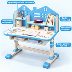 Set Birou și Scaun AT PERFORMANCE® pentru Copii, Ergonomic, Reglabil, Model Astronaut