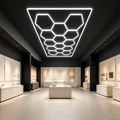Aplică LED Hexagon AT PERFORMANCE® 14 Module – 720W, ~80.000 Lumeni, 484x243 cm, Iluminat Profesional Atelier, Garaj, Barbershop