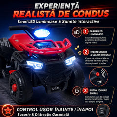 ATV Electric Copii KIDOO® L-168, 6V, 3–5 km/h, 3–8 ani – Distracție Off-Road, Sigur și Ușor de Utilizat