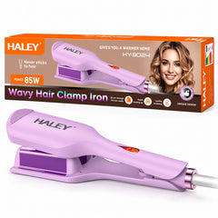 Placă de Creponat Păr HALEY HY-3024, Fier de Păr Ondulat cu Clemă, Plăci Non-Stick, Termostat și Afișaj LED
